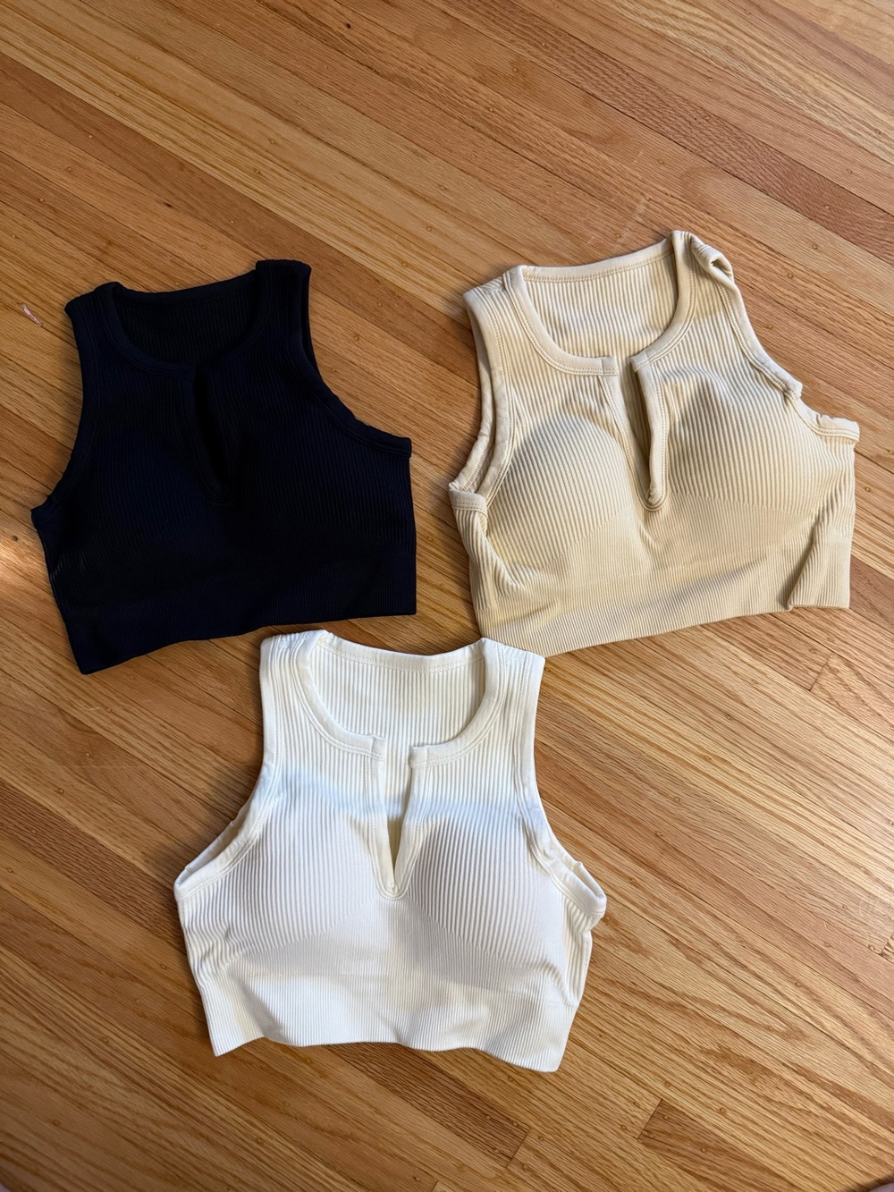 Ribbed Crop Tank Top - Black, Cream, White